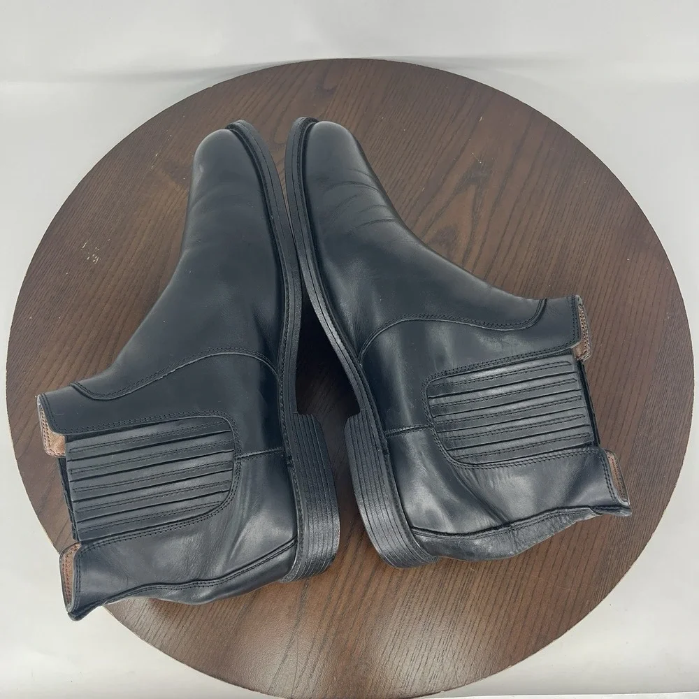 Johnston & Murphy XC4 Boots Men 11.5M Black Sheepskin Chelsea Dual Width Pull On